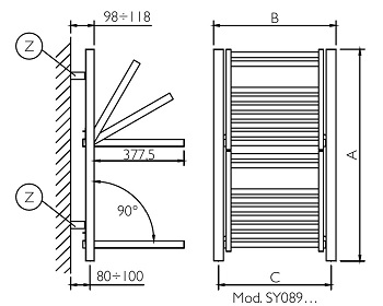 Stendy Raflı Havlupan Teknik Resim 512x889