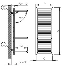 Stendy Elegance Raflı Havlupan Teknik Resim 1305