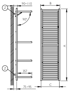 Stendy Elegance Raflı Havlupan Teknik Resim 1760