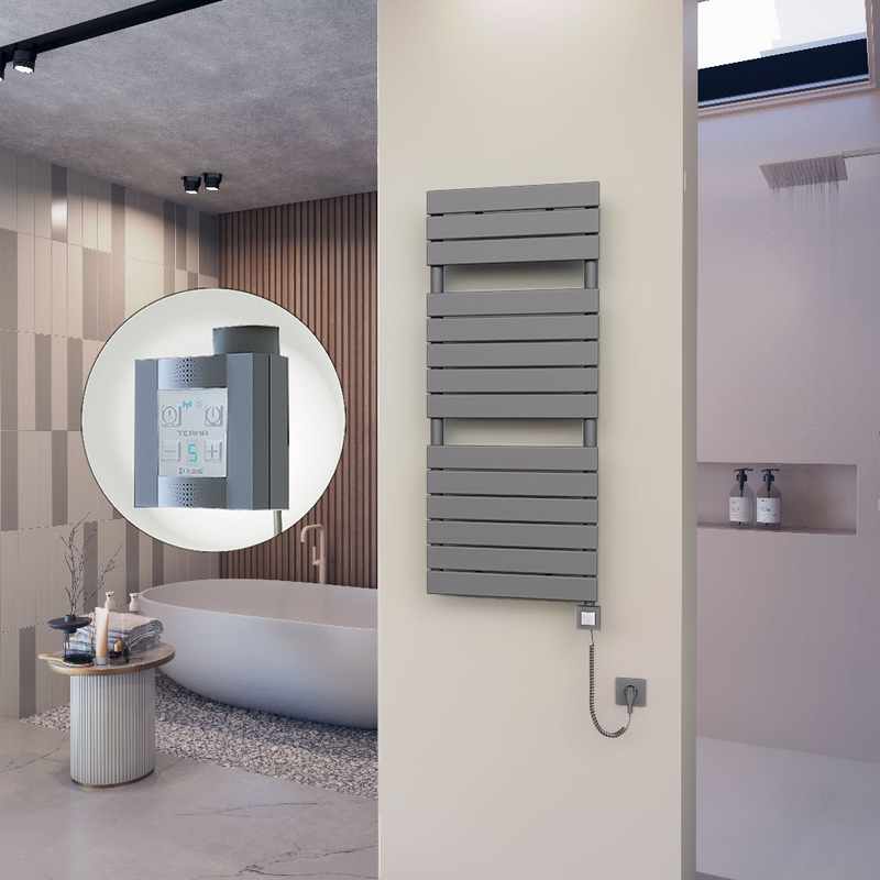 10H Sèche Serviettes Electrique 500x1180 Anthracite Ktx4 600 Watt Câble en spirale