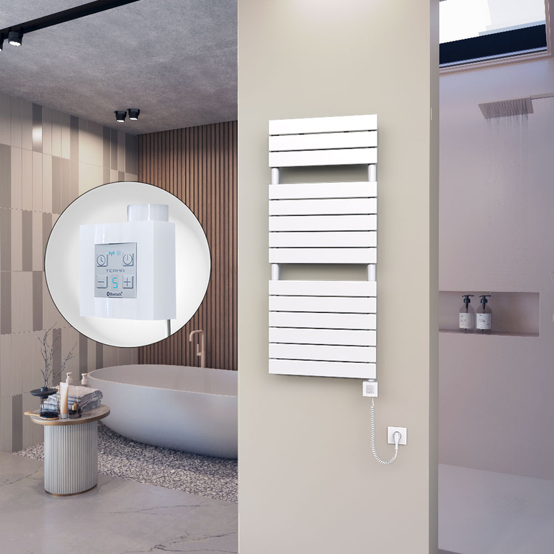 10H Sèche Serviettes Electrique 500x1180 Blanc Ktx4 600 Watt Câble en spirale