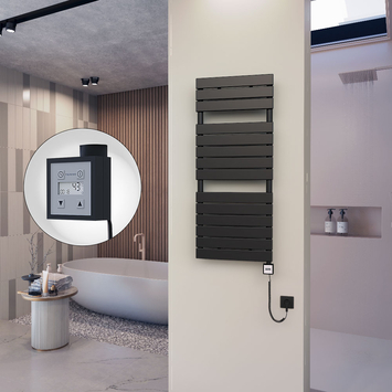 - 10H Electric Towel Warmer 500x1180 Matte Black Ktx3 600 W (Spiral Cable)