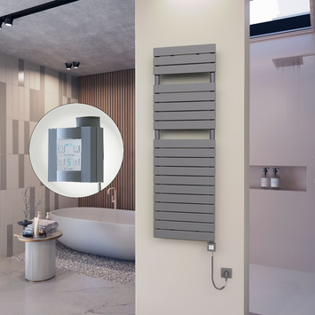 - 10H Sèche Serviettes Electrique 500x1550 Anthracite Ktx4 1000 Watt Câble en spirale  - 10H Sèche Serviettes Electrique 500x1550 Anthracite Ktx4 1000 Watt Câble en spirale