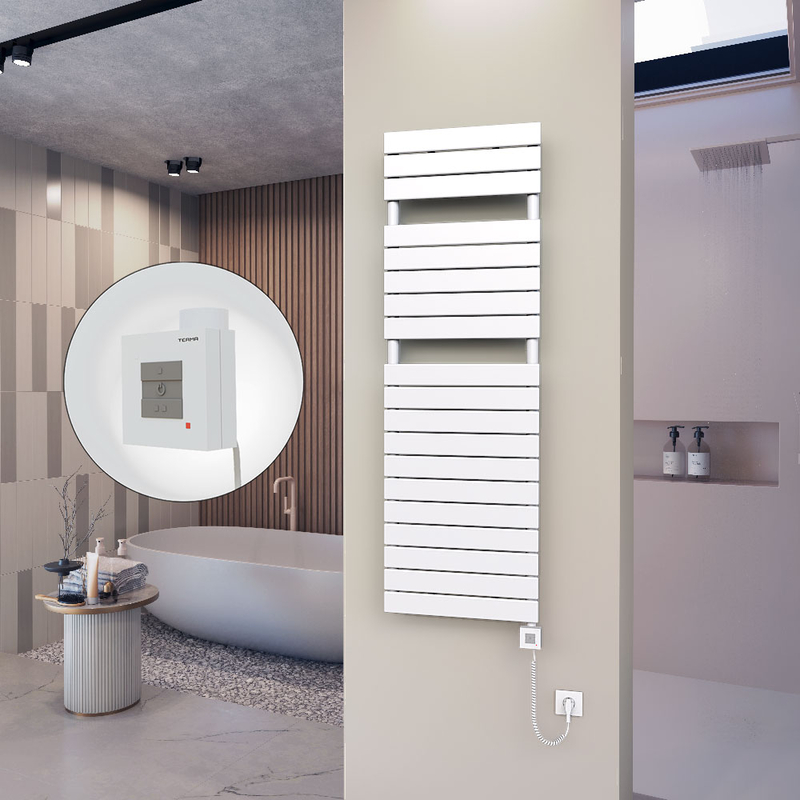 10H Sèche Serviettes Electrique 500x1550 Blanc Ktx1 1000 Watt Câble en spirale