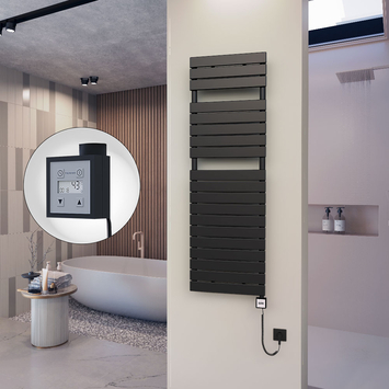  - 10H Electric Towel Warmer 500x1550 Matte Black Ktx3 600 W (Spiral Cable)