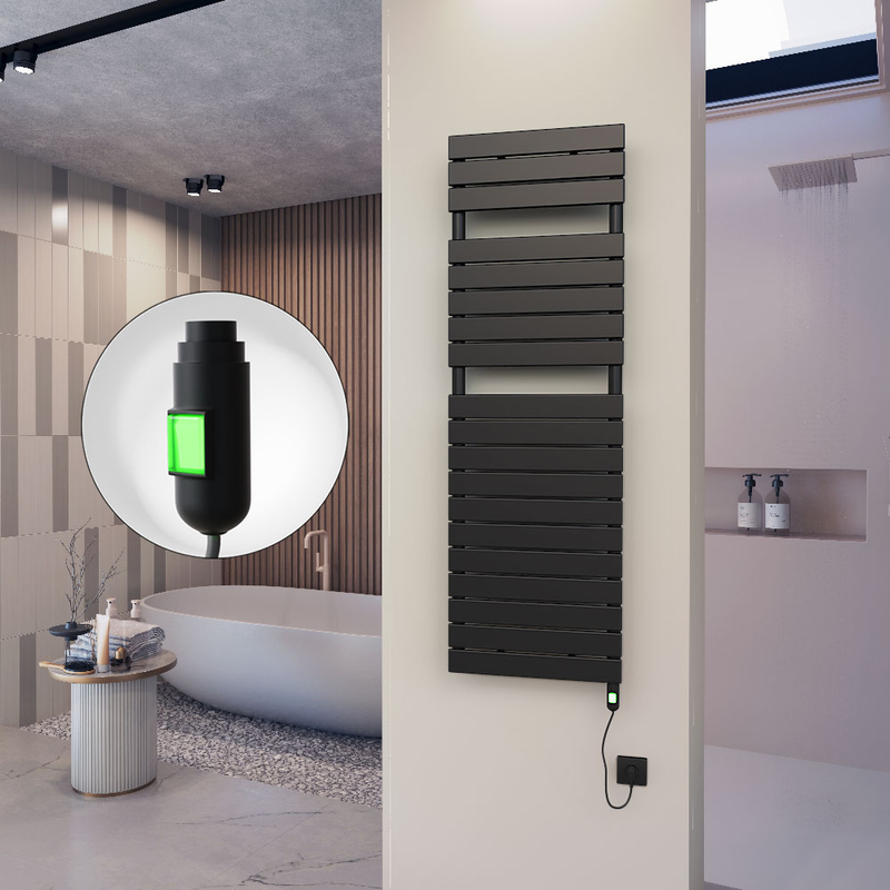 10H Electric Towel Warmer 500x1550 Matte Black (On/Off) 600 W