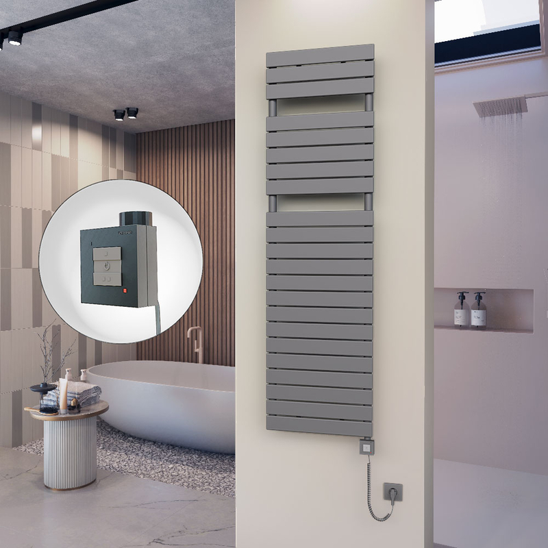 10H Sèche Serviettes Electrique 500x1772 Anthracite Ktx1 1000 Watt Câble en spirale