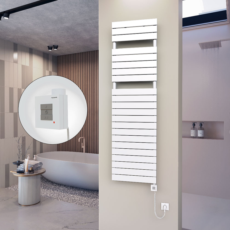 10H Sèche Serviettes Electrique 500x1772 Blanc Ktx1 1000 Watt Câble en spirale
