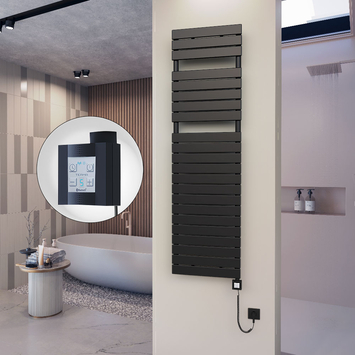  - 10H Electric Towel Warmer 500x1772 Matte Black Ktx4 1000 W (Spiral Cable)