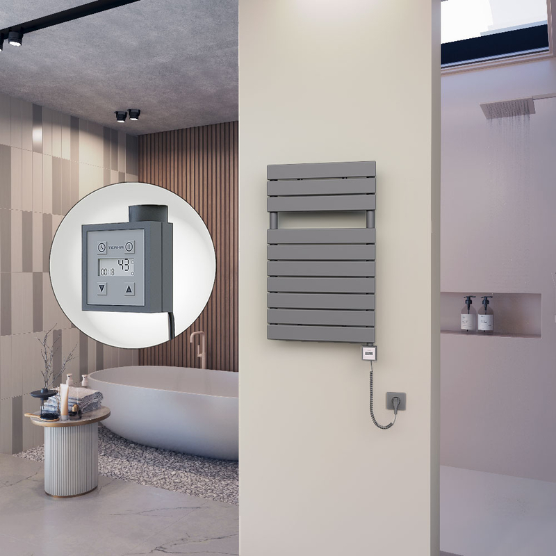 10H Elektrikli Havlupan 500x810 Antrasit (KTX3 Termostat) 600W Spiral Kablolu