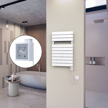 - 10H Sèche Serviettes Electrique 500x810 Blanc Ktx3 600 Watt Câble en spirale  - 10H Sèche Serviettes Electrique 500x810 Blanc Ktx3 600 Watt Câble en spirale