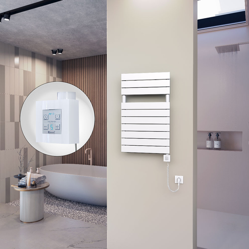10H Sèche Serviettes Electrique 500x810 Blanc Ktx4 600 Watt Câble en spirale