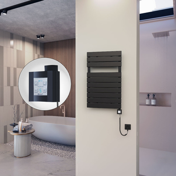  - 10H Elektrikli Havlupan 500x810 Mat Siyah Ktx4 600 Watt Spiral Kablolu