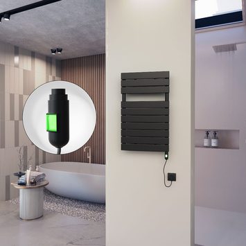 - 10H Electric Towel Warmer 500x810 Matte Black (On/Off) 300 W  - 10H Electric Towel Warmer 500x810 Matte Black (On/Off) 300 W