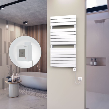 - 10H Sèche Serviettes Electrique 600x1180 Blanc Ktx1 600 Watt Câble en spirale  - 10H Sèche Serviettes Electrique 600x1180 Blanc Ktx1 600 Watt Câble en spirale