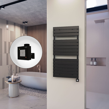 - 10H Sèche Serviettes Electrique 600x1180 Noir mat Ktx1 600 Watt  - 10H Sèche Serviettes Electrique 600x1180 Noir mat Ktx1 600 Watt