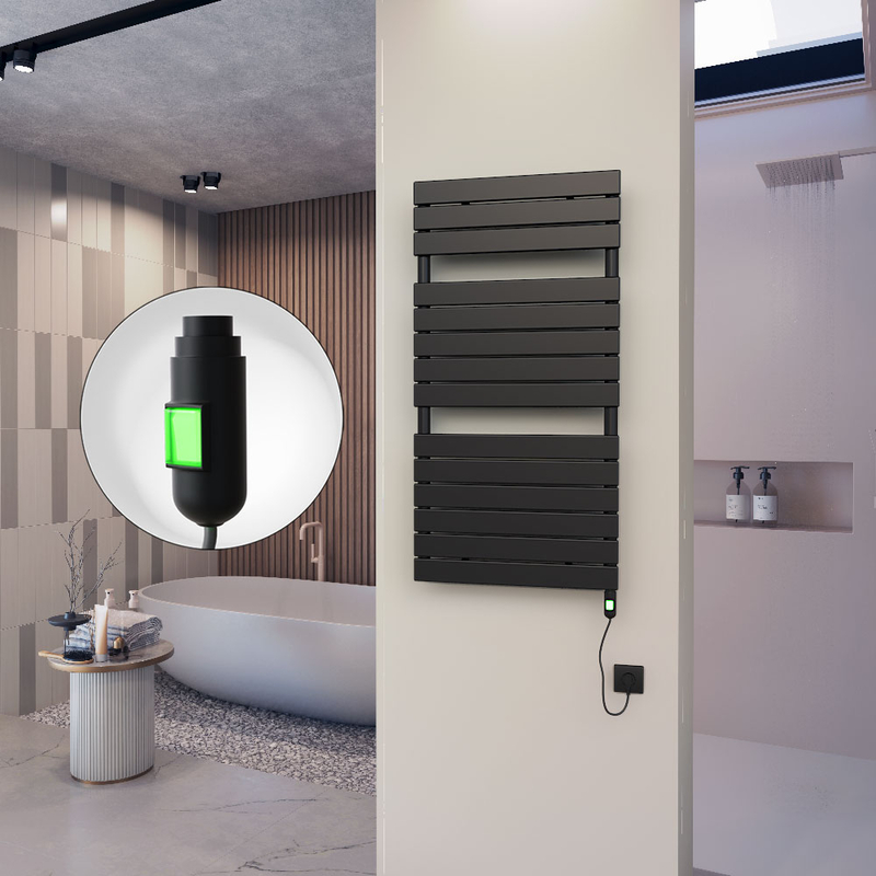 10H Electric Towel Warmer 600x1180 Matte Black (On/Off) 600 W