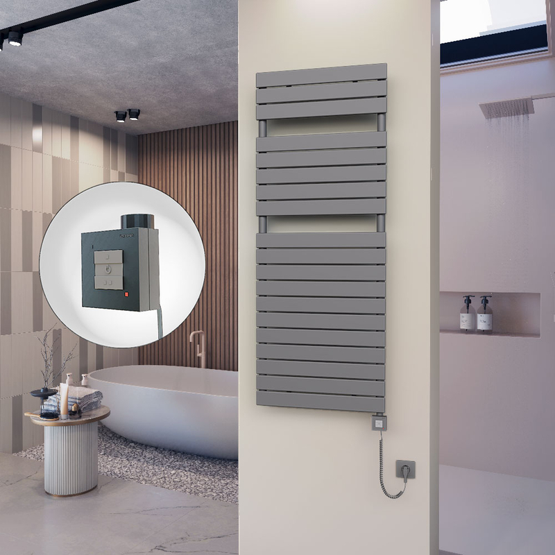 10H Sèche Serviettes Electrique 600x1550 Anthracite Ktx1 1000 Watt Câble en spirale