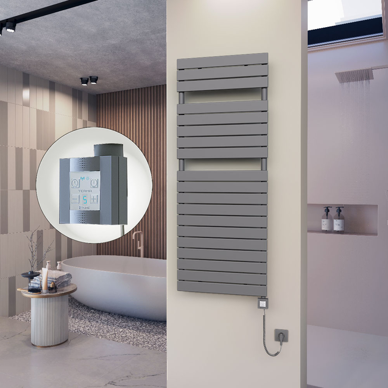 10H Sèche Serviettes Electrique 600x1550 Anthracite Ktx4 1000 Watt Câble en spirale