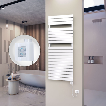  - 10H Sèche Serviettes Electrique 600x1550 Blanc Ktx4 1000 Watt Câble en spirale