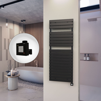  - 10H Sèche Serviettes Electrique 600x1550 Noir mat Ktx1 1000 Watt