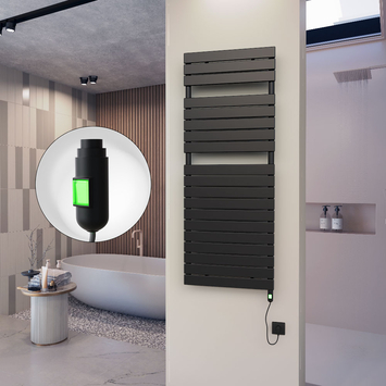  - 10H Sèche Serviettes Electrique 600x1550 Noir mat (On/Off) 900 W