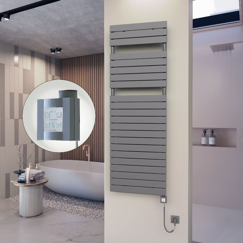 10H Electric Towel Warmer 600x1772 Anthracite Ktx4 1000 W (Spiral Cable)