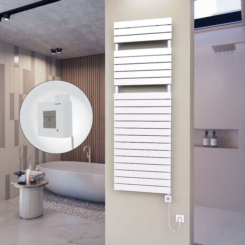 10H Electric Towel Warmer 600x1772 White Ktx1 1000 W (Spiral Cable)