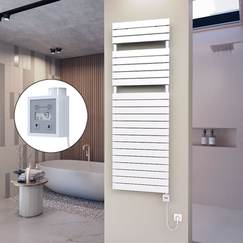 - 10H Sèche Serviettes Electrique 600x1772 Blanc Ktx3 1000 Watt Câble en spirale  - 10H Sèche Serviettes Electrique 600x1772 Blanc Ktx3 1000 Watt Câble en spirale