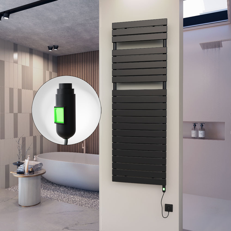 10H Sèche Serviettes Electrique 600x1772 Noir mat (On/Off) 900 W