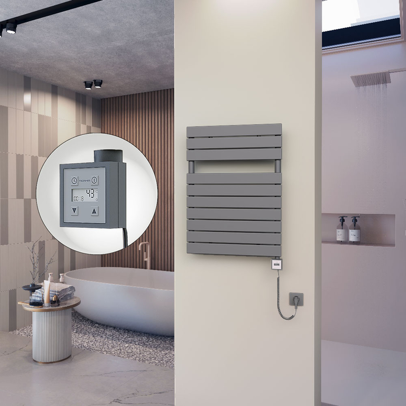 10H Electric Towel Warmer 600x810 Anthracite Ktx3 300 W (Spiral Cable)