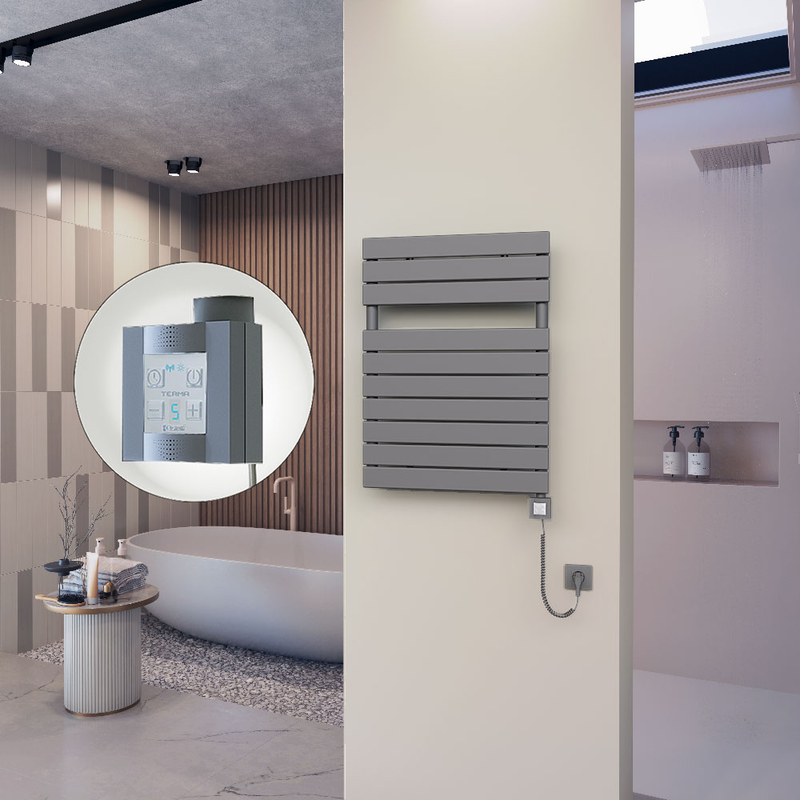 10H Electric Towel Warmer 600x810 Anthracite Ktx4 300 W (Spiral Cable)