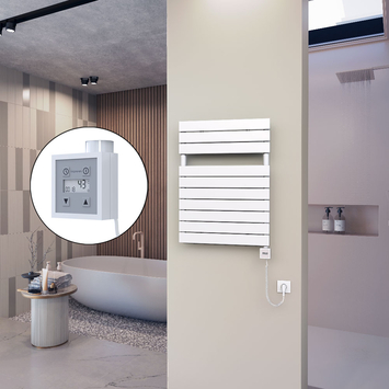 - 10H Sèche Serviettes Electrique 600x810 Blanc Ktx3 600 Watt Câble en spirale  - 10H Sèche Serviettes Electrique 600x810 Blanc Ktx3 600 Watt Câble en spirale