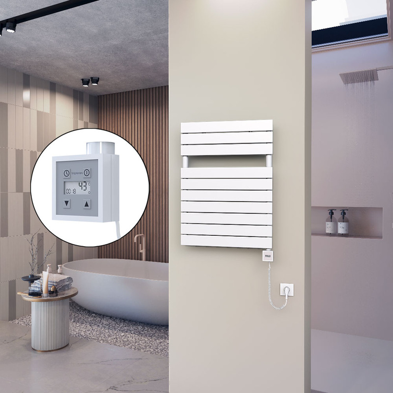 10H Sèche Serviettes Electrique 600x810 Blanc Ktx3 600 Watt Câble en spirale