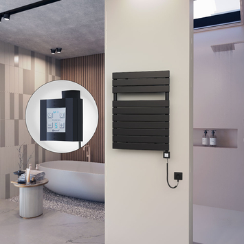  - 10H Electric Towel Warmer 600x810 Matte Black Ktx4 300 W (Spiral Cable)