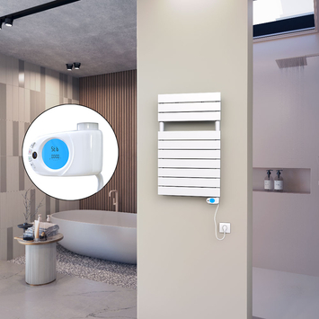 - 10H Sèche Serviettes Electrique 500x810 Blanc (Thermostat Musa) 600 Watt  - 10H Sèche Serviettes Electrique 500x810 Blanc (Thermostat Musa) 600 Watt