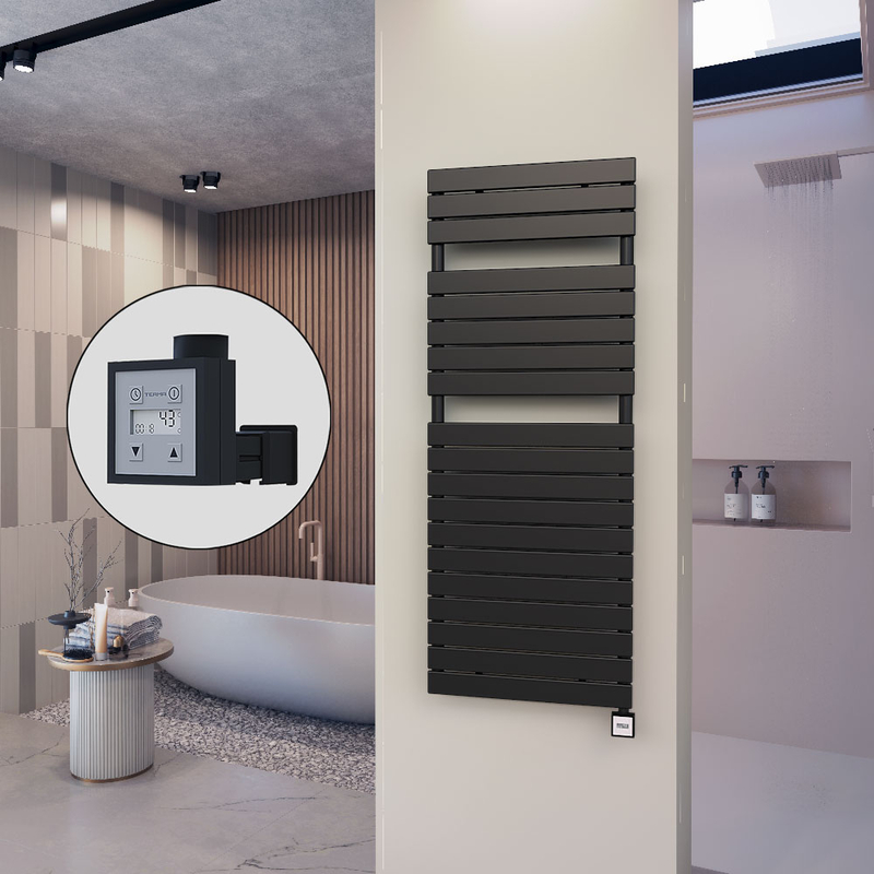 10H Sèche Serviettes Electrique 600x1550 Noir mat Ktx3 1000 W