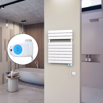 - 10H Sèche Serviettes Electrique 600x810 Blanc (Thermostat Musa) 600 Watt  - 10H Sèche Serviettes Electrique 600x810 Blanc (Thermostat Musa) 600 Watt