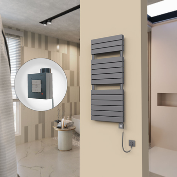  - 20H Sèche Serviettes Electrique 500x1180 Anthracite Ktx1 1000 Watt Câble en spirale