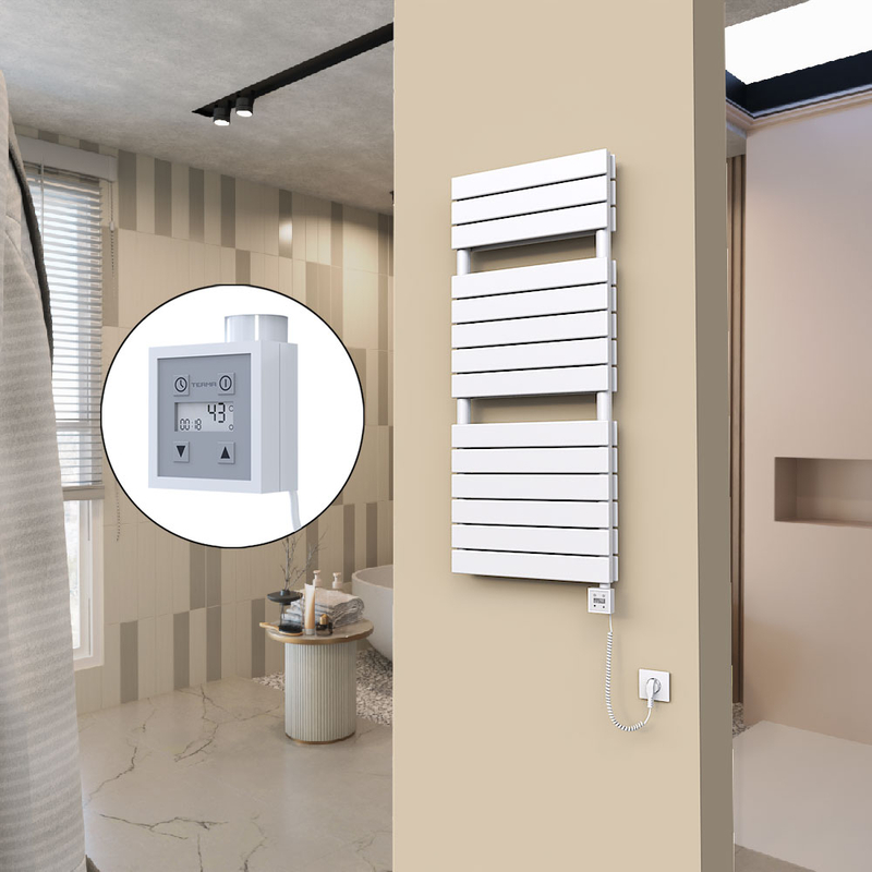 20H Sèche Serviettes Electrique 500x1180 Blanc Ktx3 1000 Watt Câble en spirale