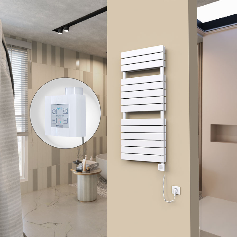 20H Sèche Serviettes Electrique 500x1180 Blanc Ktx4 1000 Watt Câble en spirale
