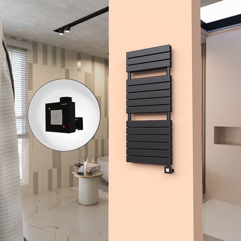 20H Sèche Serviettes Electrique 500x1180 Noir mat Ktx1 1000 Watt