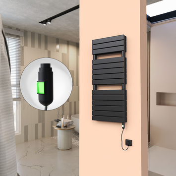  - 20H Electric Towel Warmer 500x1180 Matte Black (On/Off) 600 W