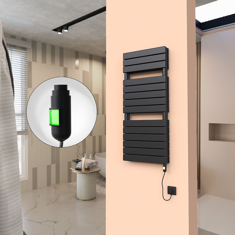 20H Electric Towel Warmer 500x1180 Matte Black (On/Off) 600 W