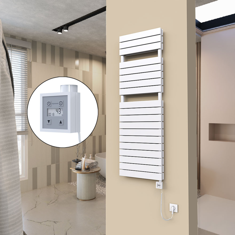 20H Sèche Serviettes Electrique 500x1550 Blanc Ktx3 1000 Watt Câble en spirale