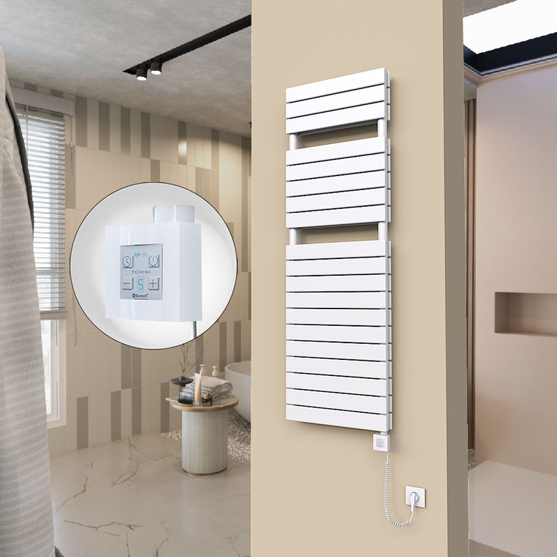 20H Sèche Serviettes Electrique 500x1550 Blanc Ktx4 1000 Watt Câble en spirale