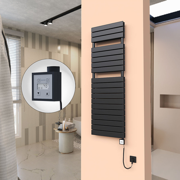  - 20H Electric Towel Warmer 500x1550 Matte Black Ktx3 1000 W (Spiral Cable)