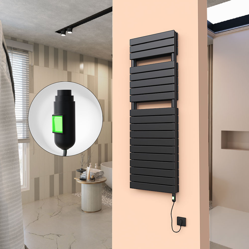 20H Electric Towel Warmer 500x1550 Matte Black (On/Off) 900 W