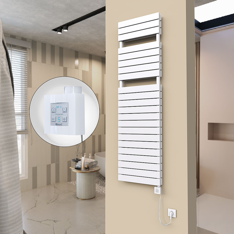 20H Sèche Serviettes Electrique 500x1772 Blanc Ktx4 1000 Watt Câble en spirale