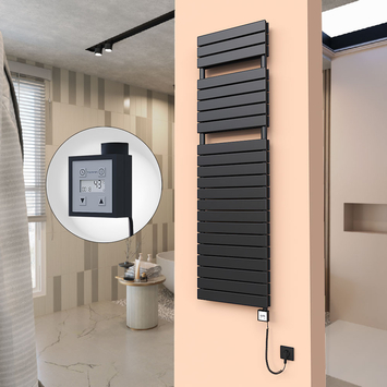  - 20H Electric Towel Warmer 500x1772 Matte Black Ktx3 1000 W (Spiral Cable)